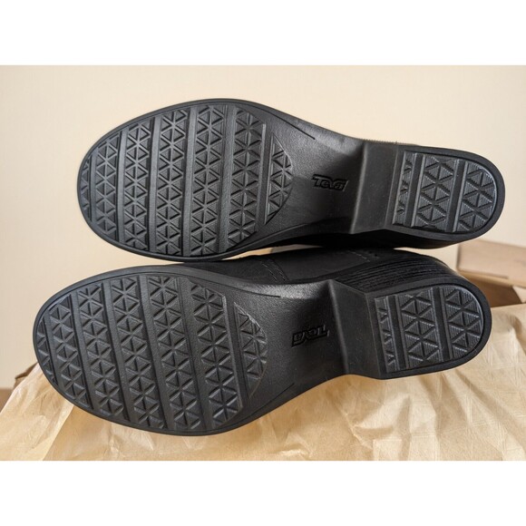 Teva Tall Boots Womens 9.5M Anaya Waterproof Tall Black Leather Heeled Shoes NWB - Picture 8 of 12